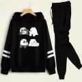 Double Stripe Black Trendy Winter Tracksuit For Girls - Soft & Comfy Hoodies For Girls. 