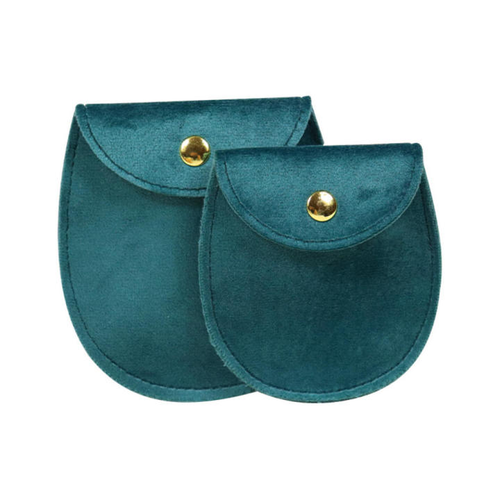 Snap Button Velvet Jewellery Pouch Semi-oval Velvet Bag Envelope