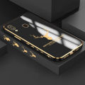 Samsung A30 Cartoon ELK Deer Reindeer Square Edge Pattern Casing Plated Phone Shell Luxury Plating Soft Phone Case. 