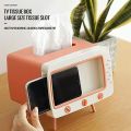 Cute Tissue Box Cover Retro TV Phone Holder Stand for All Phones Unique Multifunction Tissue Box Holder for Kitchen Bedroom Office Parlor Bathroom Decro Tissues. 