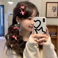 Y2k Small Pink Bowknot Hairpin Korean Sweet Ribbon Bow Hair Clips Women Side Bangs Barrettes Fashion Accessories. 