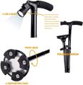 Portable Folding Walking Stick with Led Light Aluminium Handle Dependable Professional Walk Stick For Old Gentleman, Old People, Walking Stick For Old Women, Stick For Old Man Walking, Adjustable Walking Cane Base For Hiking Camping Black. 