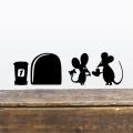 2 x 0.8 Feet Strip - Rats Mouse Pair Heart Patch Fun designed self adhesive Wall Stickers for Door, Home, Room, Kitchen, Window, Kids, Boys, Jerry Cartoon, Club, Decoration, Decor Lovers   -Black color- Rising Arts. 