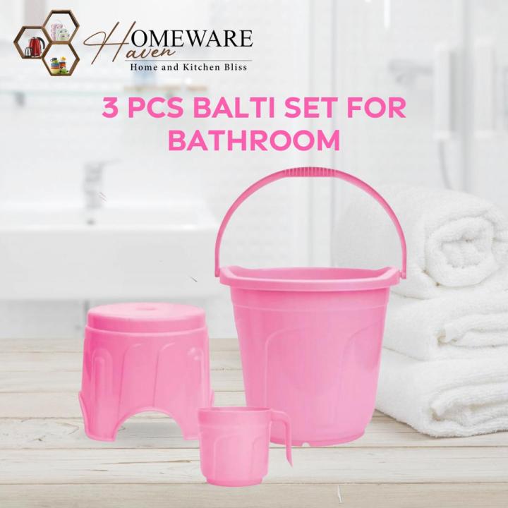 3 pcs Plastic Bath Set | Balti set | 20 Liter Bucket