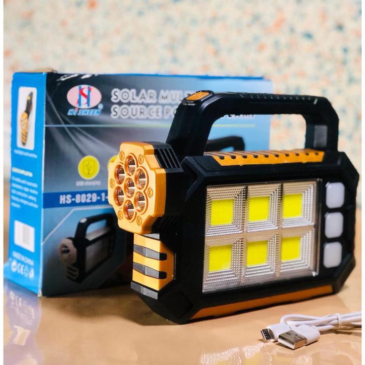 Genuine Portable Powerful Solar LED Flashlight With COB Work Lights USB Rechargeable Handheld 3 Lighting Modes Outdoor Solar Torch Light