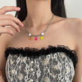 Colorful five-pointed star stitching starfish necklace women's light luxury y2k babes pendant niche design sense sweet cool clavicle chain. 