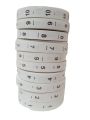 White Size Labels Roll No 24 , 26, 28, 30, 32, 34, 36, Small Medium Large - Printed White Taffta Roll, Clothing Code Labels- Woven Size Label-Number Ribbon Rolls-Polyster  Men Shirt  Woven Labels-Garment Size Labels Packaging type : Roll. 