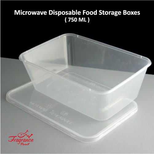 Pack of 20 - 750 ML. Microwave Disposable Food Storage Boxes - Clear Transparent Plastic