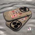 INS Cream Puffs Cute Brown Bear Cartoon Painting Phone Case Compatible for IPhone 11 15 14 13 12 Pro Max XR X XS Max Macaron Luxury Liquid Silicon Shockproof Cover. 