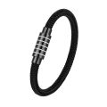 New Cross Border Steel Wire Woven Vintage Leather Bracelet Fashion Stainless Steel Magnetic Clasp Bracelet Men's Jewelry Wholesale. 