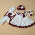 BABY GIRLS CLOTHES SET / CROCHET WOOLEN DRESS. 
