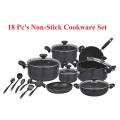 18 Piece Non-Stick Cookware Set with Glass Lids Heavy Duty Pots and Pans Set Non-Stick Tawa Frying Pan Sauce Pan Cooking Pan Wok Spoons Set. 