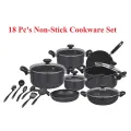 18 Piece Non-Stick Cookware Set with Glass Lids Heavy Duty Pots and Pans Set Non-Stick Tawa Frying Pan Sauce Pan Cooking Pan Wok Spoons Set. 