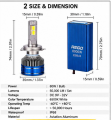 LED Headlight H4 LED Headlight Car Headlight Bulb REGO 8000W Super Bright LED Bulb Universal 12V High Low Beam Auto Headlamp Pair. 