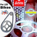 Chain Garari Set For 125 Motorcycle Service Red Line Chain Sprocket Kit For 125 Bikes Chain kit and Sprocket kit 125 Motorbike. 