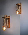 Wooden Hemp Rope Wall Lamp Light Fixture, Edison Lamp Sconce Hallway E27. 