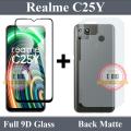 Realme C25Y 2 in 1 Combo Tempered Glass And Back Protector. 