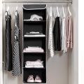 Lesort Home Storage Organization Multi-layer 6-shelf Polyester fabric wardrobe clothing closet hanging mesh sorting organizer. 