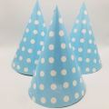 LIGHT BLUE POLKA DOT PARTY CAPS - PACK OF 10 CAPS - LIGHT BLUE POLKA DOT CAPS. 