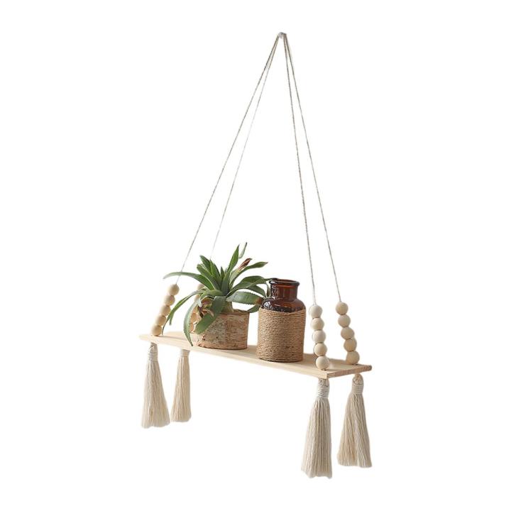 Macrame Wall Hanging Strong Bearing Floating Shelf Woven Tapestry