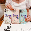 For Samsung S22 5G Colorful Cartoon Butterfly Square Edge Pattern Casing Plated Phone Shell Luxury Plating Soft Phone Case. 