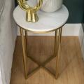 White Coffee Table  X  Serving Table With Wooden  Marble sheet Top  & Metal Base. 
