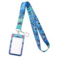 Blue Alien Stitch Bank Card Phone Strap Neck Strap ID Card Keychain Phone Lanyard Stitch Lanyard Card Holder Badge Holder. 