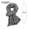 Versatile Long Scarf Wrap Stylish Black White Plaid Print Scarf with Tassel Trim Warm Shawl for Women Women Black White Scarf. 