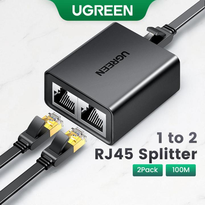 UGREEN RJ45 Splitter 1 to 2 Ethernet Adapter Internet Network Cable Extender RJ45 Connector Coupler for PC TV Box Router Cat6