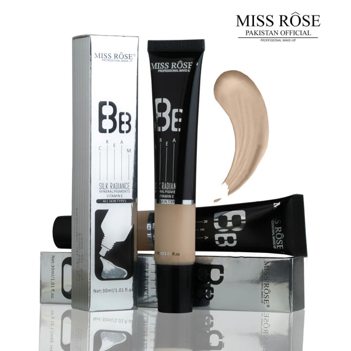 Miss Rose Silk Radiance Mineral Pigments All Skin Type Vitamin E Long-lasting BB Cream