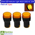 22MM PANEL MOUNT ELECTRONIC LED INDICATOR LIGHT BLUE GREEN RED YELLOW SIGNAL LAMP PILOT AC 220V POWER by Electrica. 