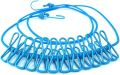 1Pc Cloth Drying Rope with Hooks | Elastic Hanging Rope for Cloth Drying with 12 Clips | Cloth Rope for Drying Clothes for Travel Home Outdoor | Kapde Sukhane Ki Rassi | Wire | Multicolor. 