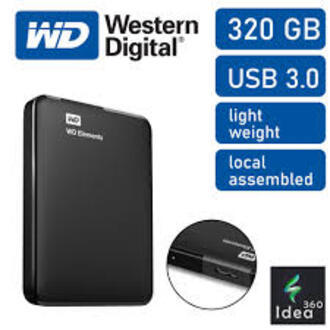 USB 3.0 Portable External Hard Drive  320GB WD Elements Portable Hard Disk Storage For Mac and Windows - Computer and Laptop