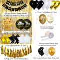 Unik 137 Pcs Black, White and Gold happy birthday decoration set  happy birthday banner happy birthday balloons birthday decoration birthday decoration items party decorations birthday accessories theme. 