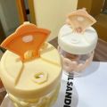 2 Way Drinking HOHO Aesthetic Glass Cup'' Straw Tumbler Glass Drinking Bottle 350ml Coffee Tumbler, Leak-Proof Travel Cup. 