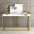 White Console Table Modern Narrow Console Table Rectangle Gold Finish. 