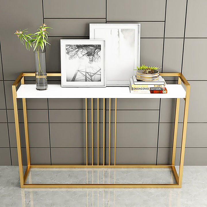 White%20Console%20Table%20Modern%20Narrow%20Console%20Table%20Rectangle%20Gold%20Finish%20-%20Image%203