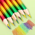 6Pcs/Set Cute 4 Color Rainbow Pencil For Student Children's Painting Graffiti Drawing Gift Art School Supplies. 