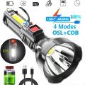 【ETOP】Mini LED flashlight rechargeable torch light powerful japan emergency light torchlight powerful flashlight 1000000 lumens torch light super bright touch light 4 Lighting Modes light work light camping lamp tactical flashlight. 