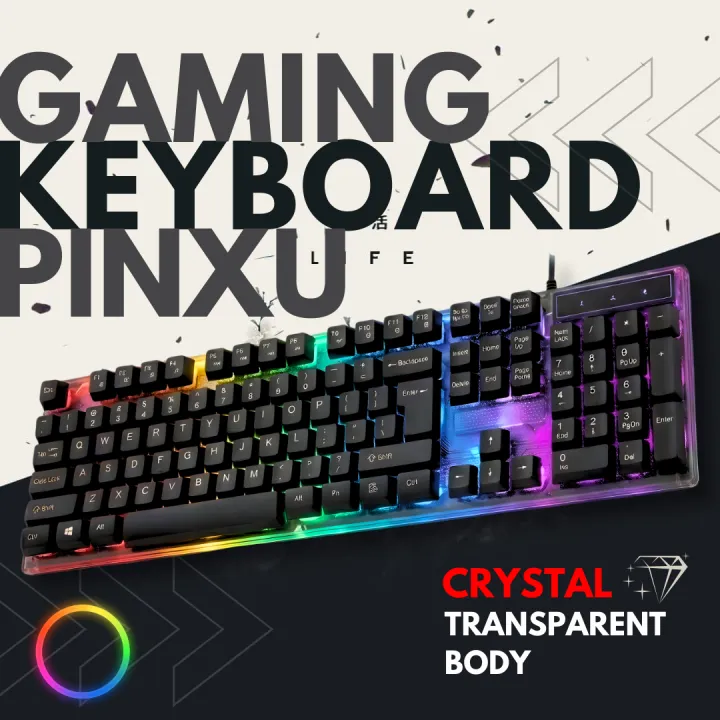 Translucent Keyboard Led Backlight Crystal Clear RGB Light-Up Gaming Keyboard | Transparent Frame Design ...