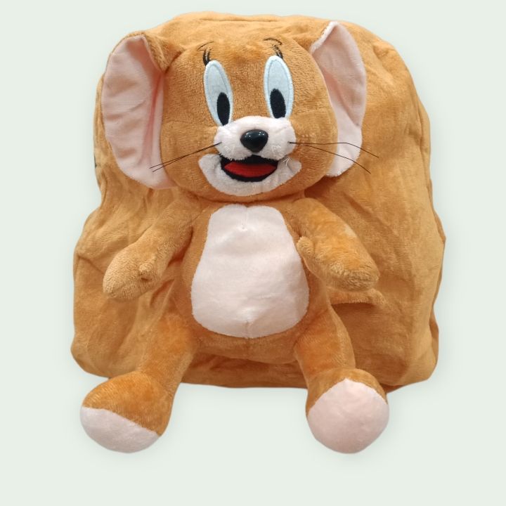 Brown Color Jerry Cartoon Plush Backpacks School Bag Stuffed Cartoon Character Bag for Children