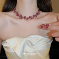 Diamond-encrusted flowers, second-hand necklaces, bracelet sets, French light luxury, high-end clavicle chains, autumn and winter sweater chain ornaments, women. 