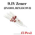 5 Pcs- 9.1V Zener diode 1N4103 BZX55C9V1. 