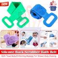 Easy  Kitchen Silicone Back Scrub Bath Shower Silicone Body Brush Silicone Bath Towel Exfoliating Body Brush Belt Wash Body Wash Silicone Body Scrubber Belt. 