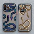 Luxurious Black Gold Snake Phone Case for IPhone 14 13 12 11 15 Pro Max Mini 7 8 Plus SE2 X XR XS Unique Dragon Shockproof Cover. 