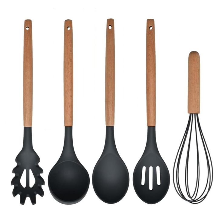 12%20Pcs%20Silicone%20Cooking%20Utensils%20Kitchen%20Utensil%20Set%20-%20Heat%20Resistant%20Non-Toxic%20BPA%20Free%20Spatula%20Set%20with%20Turner%20Tongs,Spoon,Brush,Whisk-Wooden%20Handles%20Kitchen%20Gadgets%20Tools%20Set%20for%20Nonstick%20Cookware%20Spoon%20Set%20Silicon%20-%20Image%209