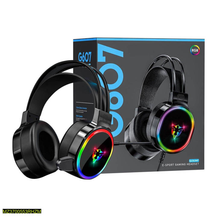 G607 BLACK Gaming Headphones with Rgb led light 7.1 USB