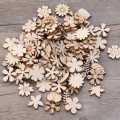 100Pcs Wood Flower Shape Unfinished Wooden Cutouts Craft DIY Decor. 