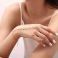 Gold Beautiful Excellent Quality Faux Pearl Bracelet Link Finger Ring Hand Chain Harness Jewelry For Girls / Women. 