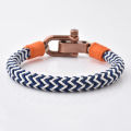 Fashion Cool Man Bracelet Stainless Steel Copper Color Screw U Shackle Nylon Rope Men Bracelets. 